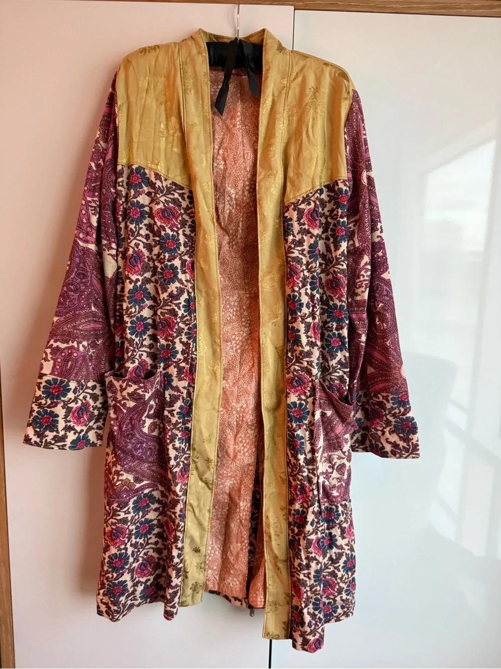 Free People Rare Maggie Floral Duster Jacket L Boho Kimono Festival Layer FP